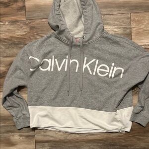Calvin Klein Gray and White Hoodie